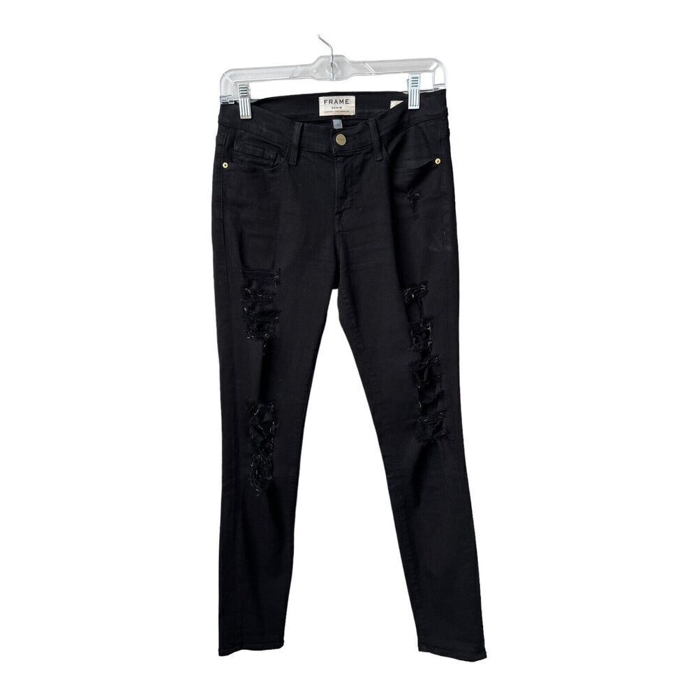 Frame Jeans Womens Size‎ 27 Le Skinny de Jeanne Black Distressed Grunge